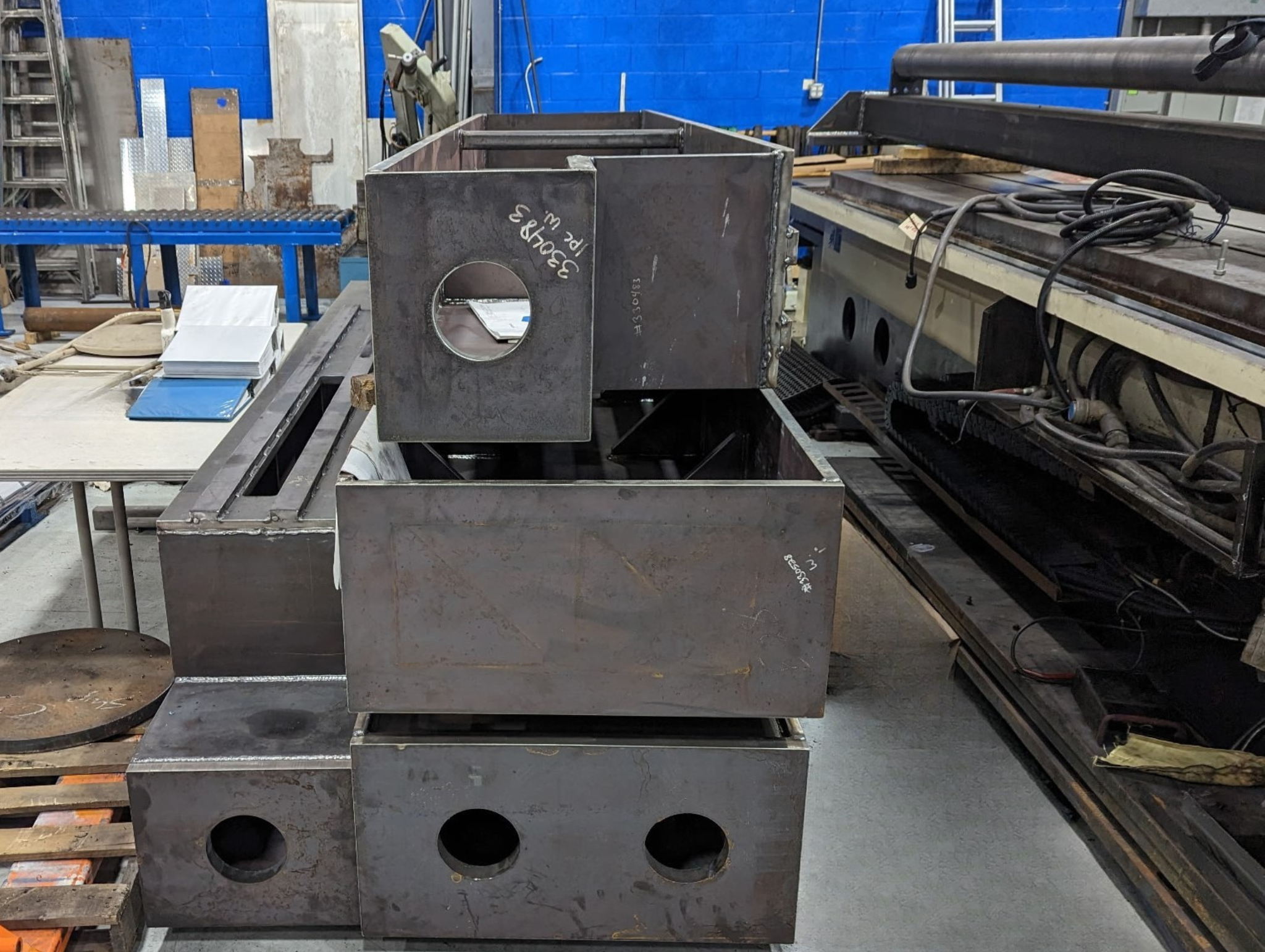 Heavy steel fabrication process for industrial machinery components